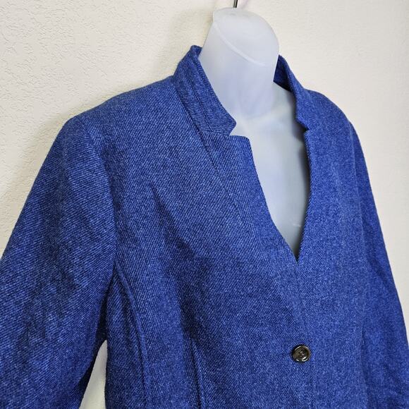 Talbots Tweed Blazer Women 20 Wool Blend Blue Classic Quiet Luxury Plus Size NEW - Picture 4 of 16